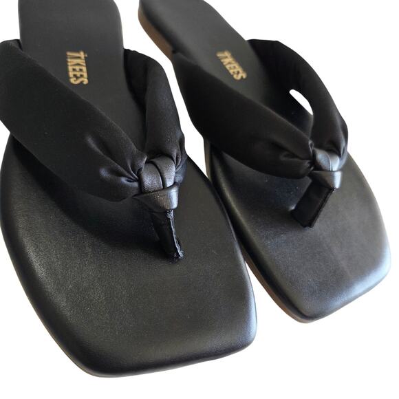 TKEES Leather Square Toe Lily Flat Sandals, Satin Strap, Black Size 7 NWOB - Picture 6 of 9